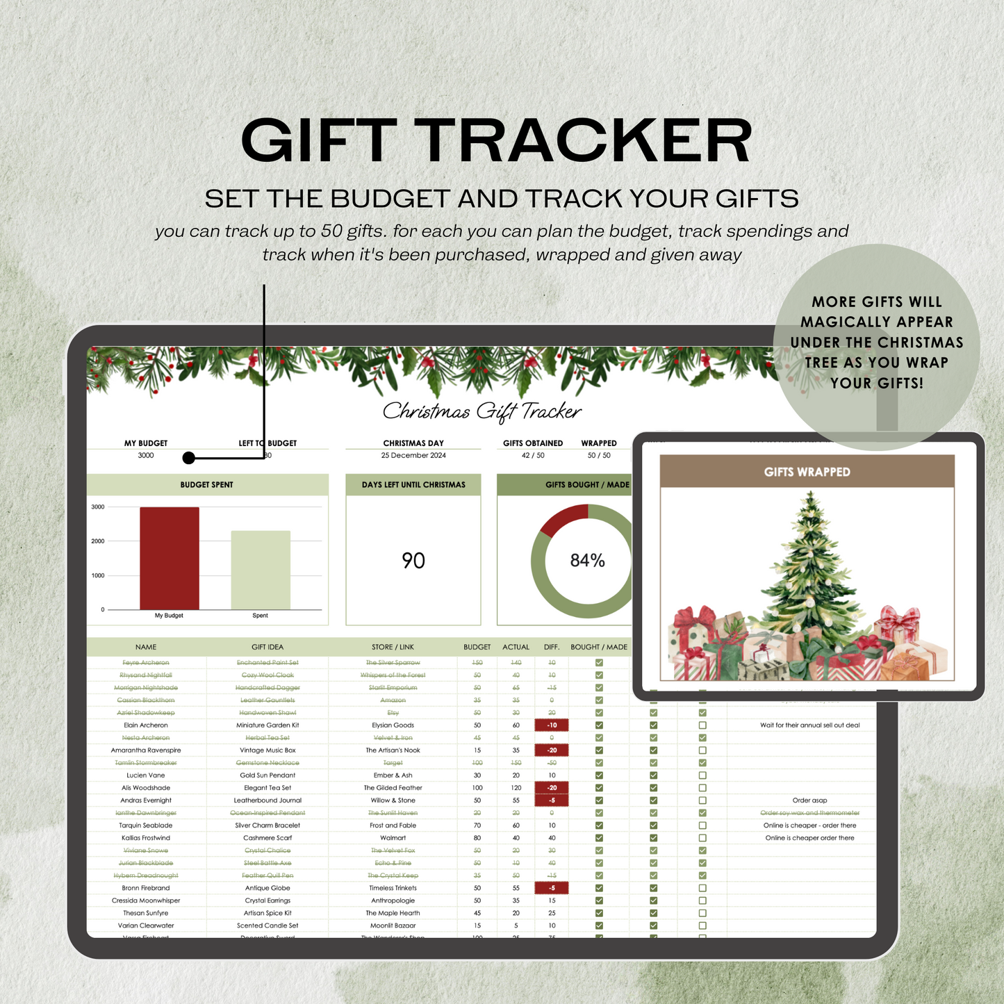 Christmas Gift Tracker (Google Sheets)